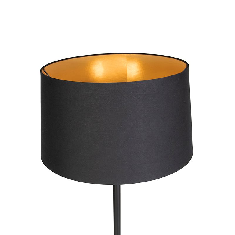 Moderne vloerlamp zwart met zwarte kap 45 cm - Simplo