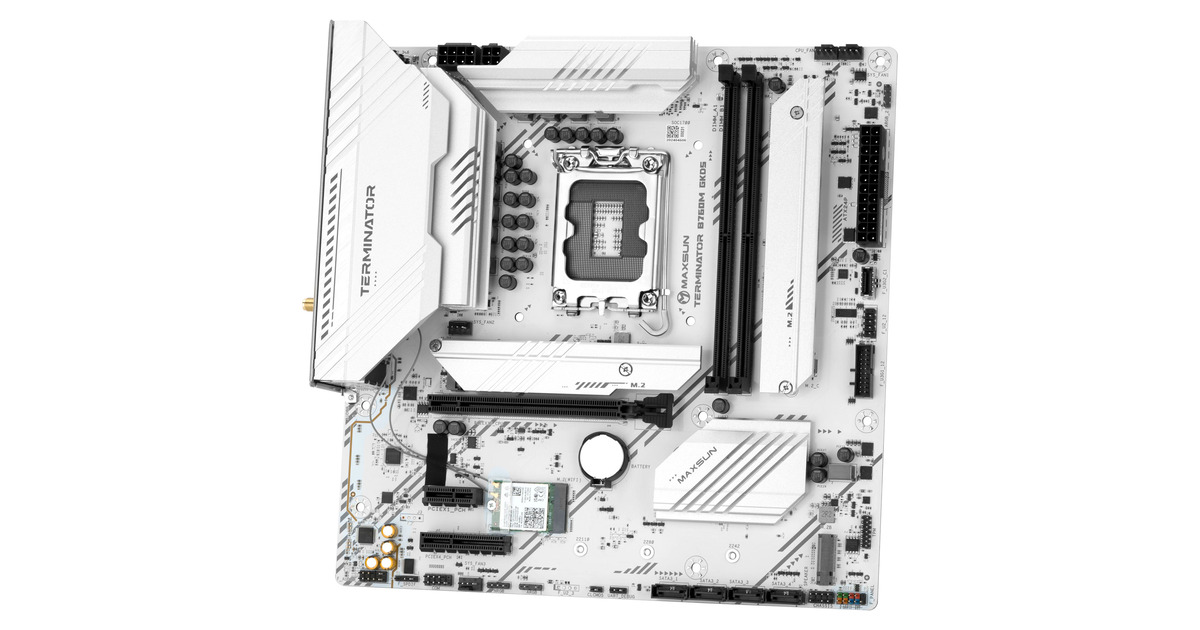 MAXSUNMS-Terminator B760M GKD5 ICE socket 1700 moederbord  (Zwart, RAID, 2.5 Gb-LAN, Sound, µATX)