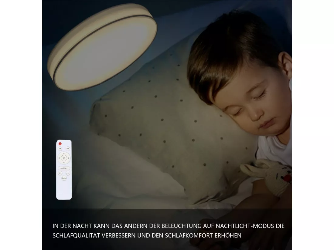NETTLIFE Plafonnier LED 38CM Dimmable avec Télécommande Blanc Ronde Lampe de Plafond Tissu Moderne pour Salon Chambre Couloir Cuisine