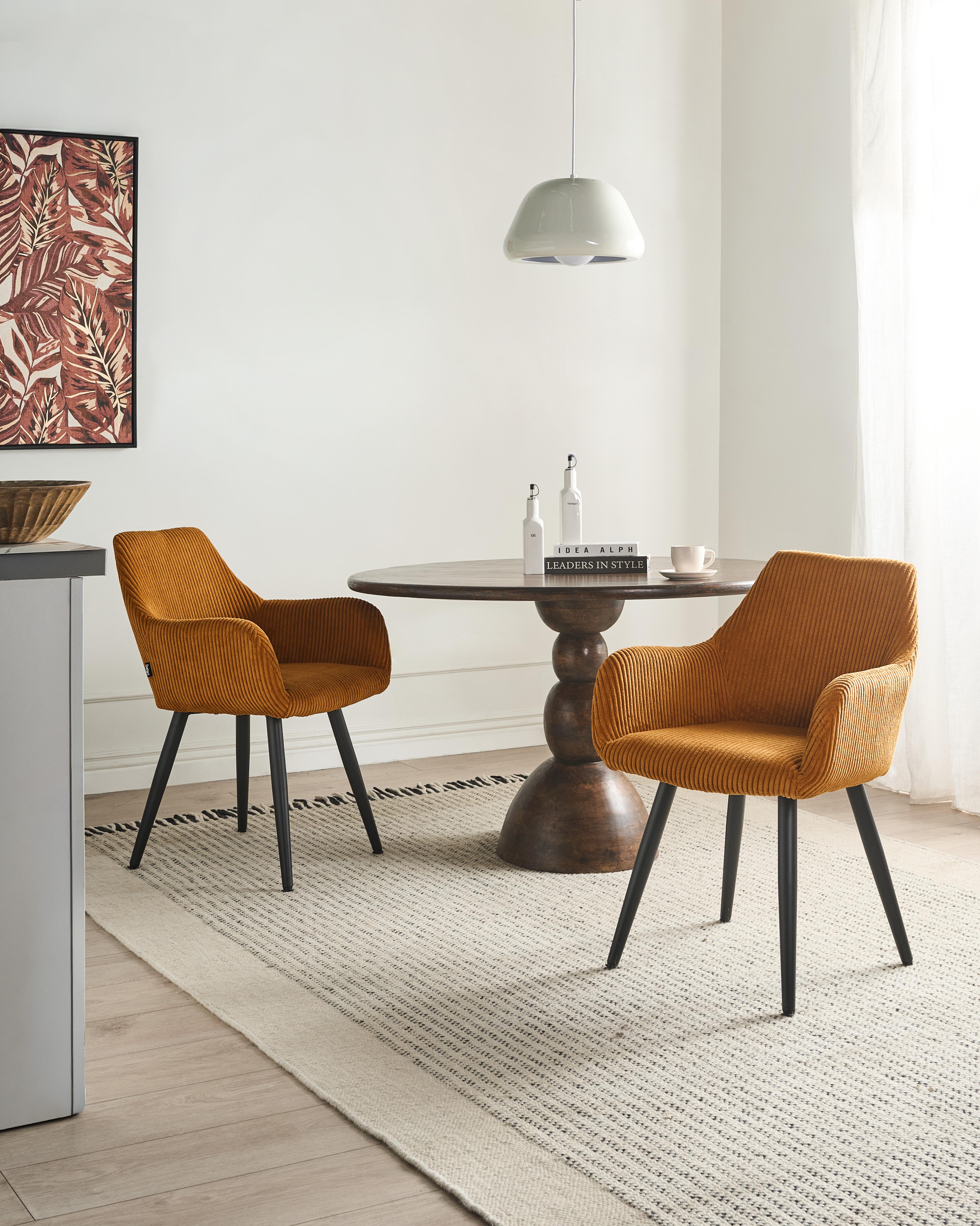 Set van 2 eetkamerstoelen MORI Corduroy Oranje