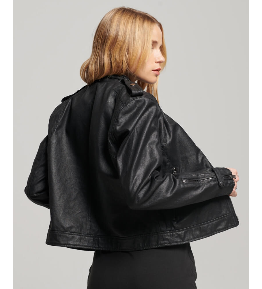 Jaqueta de motociclista Superdry Racer com forro, preta