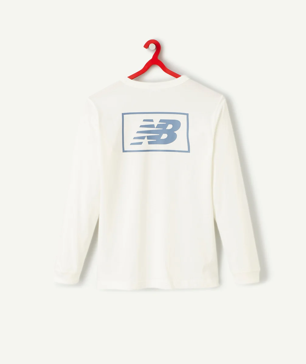 NEW BALANCESWEAT À CAPUCHE RAS DU COU BLANC CASSÉ LOGO BLEU ENFANT