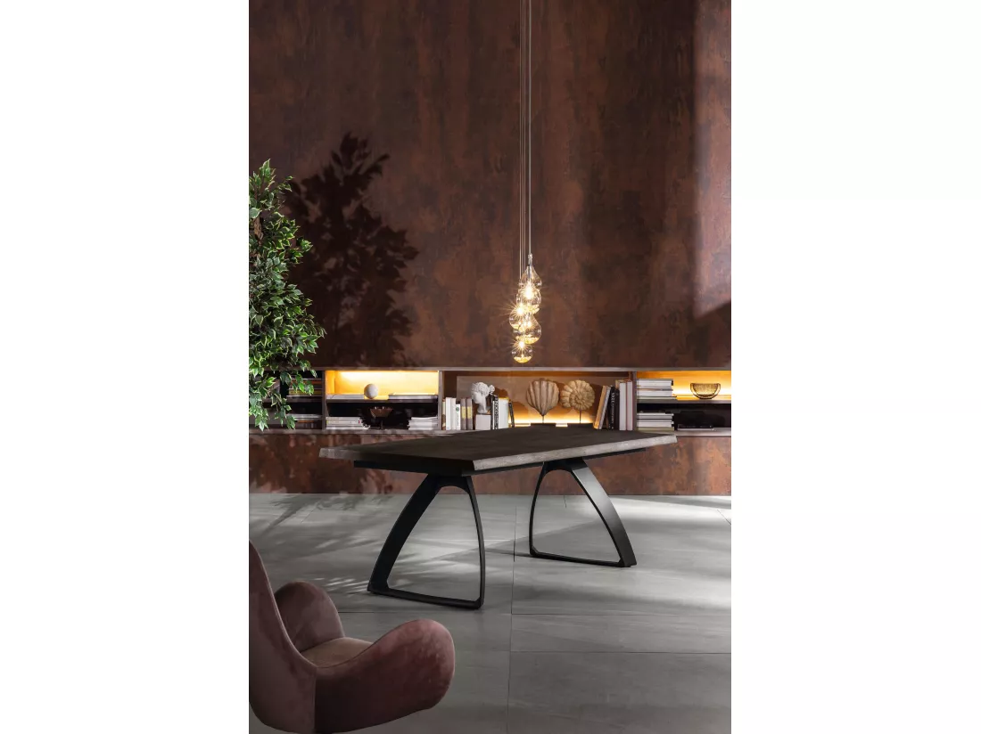 Bridge Table fixe (160 x 90 cm) en placage chêne noir