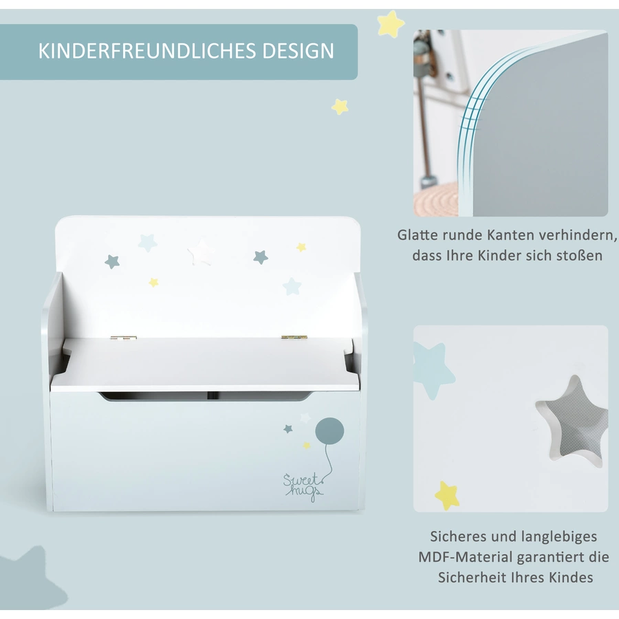 HOMCOM Kinderbank mit Stauraum hellblau