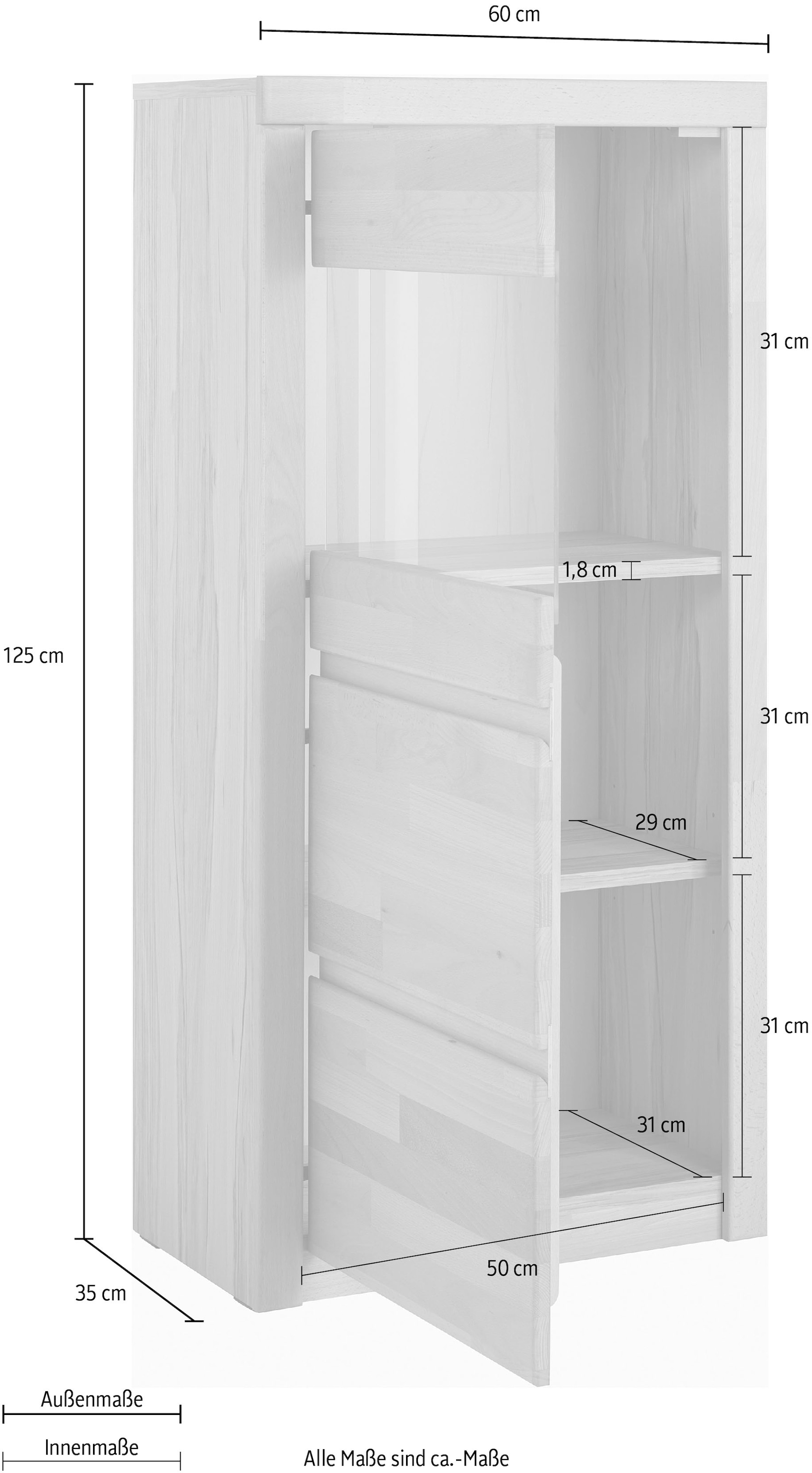 Home affaire Vitrine »Silkeborg« schöne grifflose Optik, teilmassiv