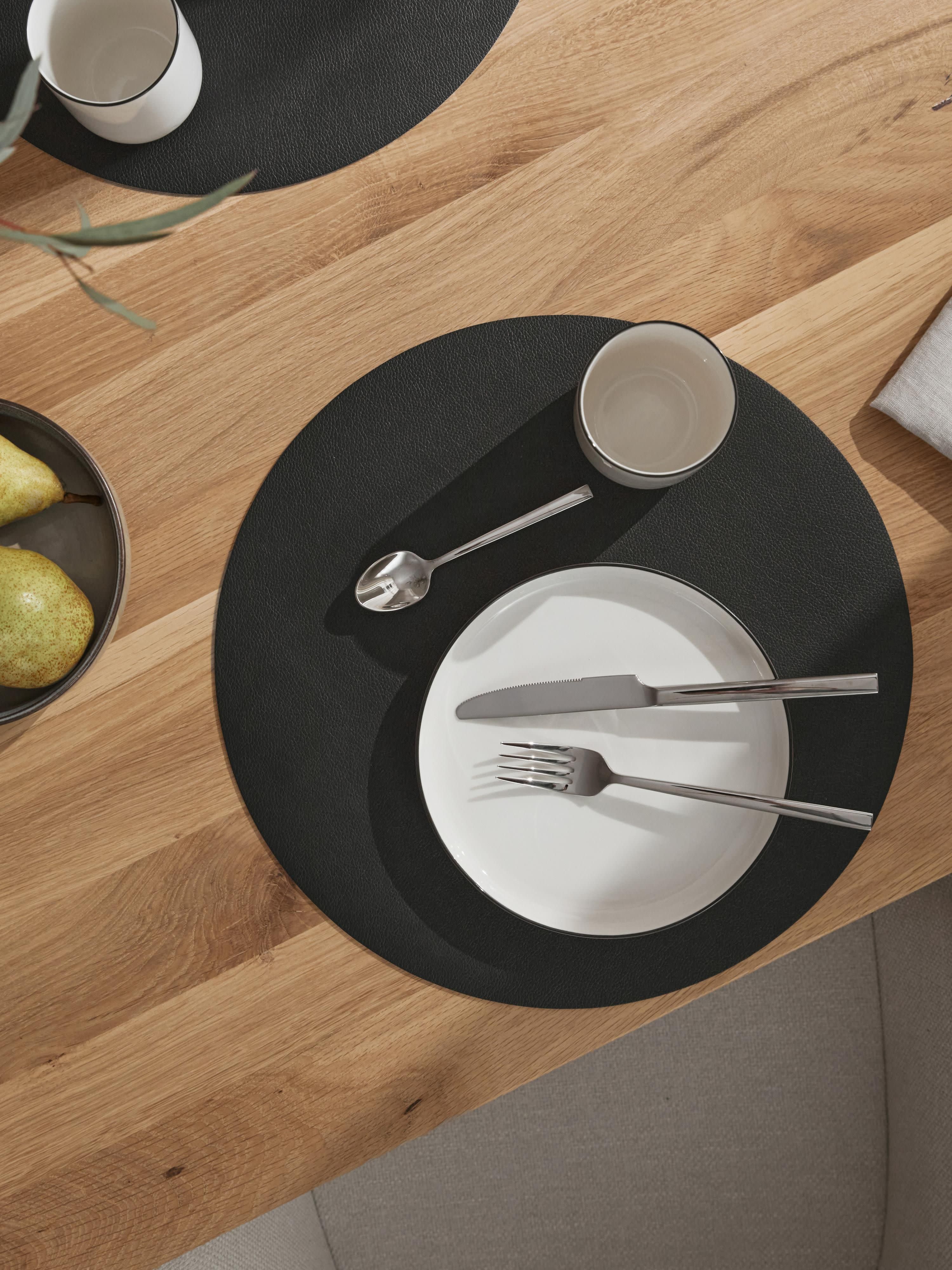 Ronde kunstleren placemats Pik, 2-delig