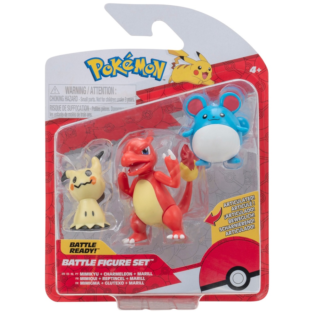 Pokémon-Kampffiguren 3er-Pack Marill Mimilkyu Charmeleon