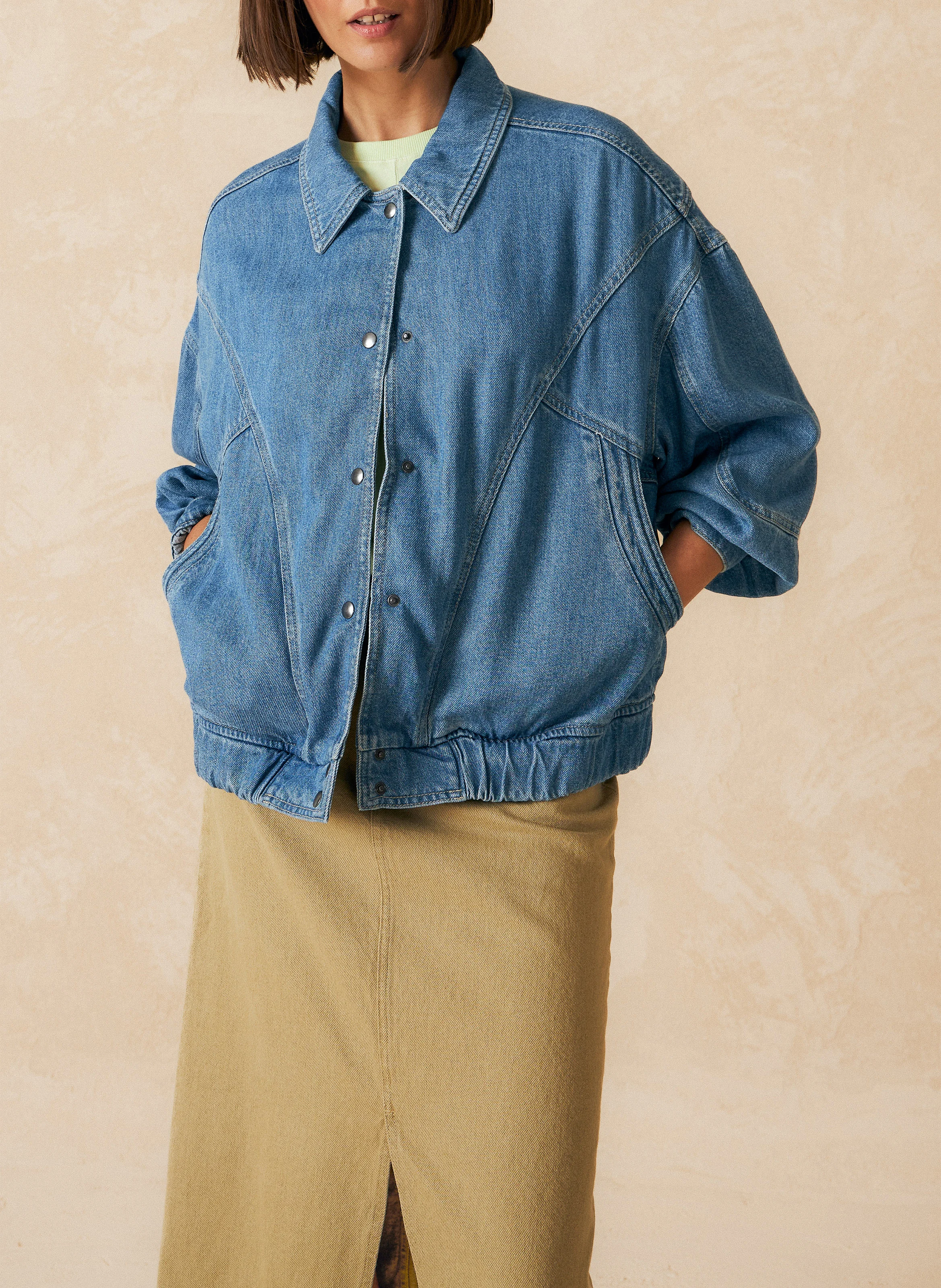 Veste ample e jean col classique | Jean Stone