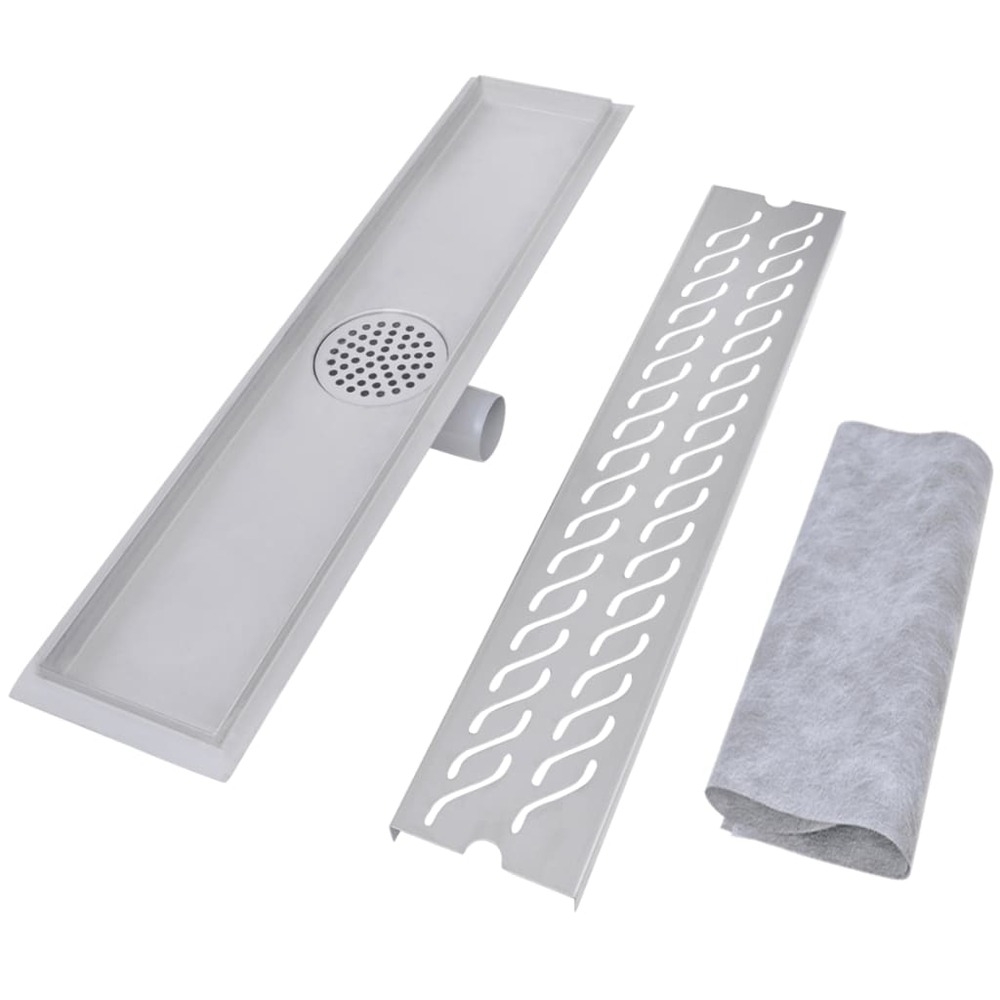 Drain de douche linéaire 2 pcs 630 x 140 mm acier inoxydable