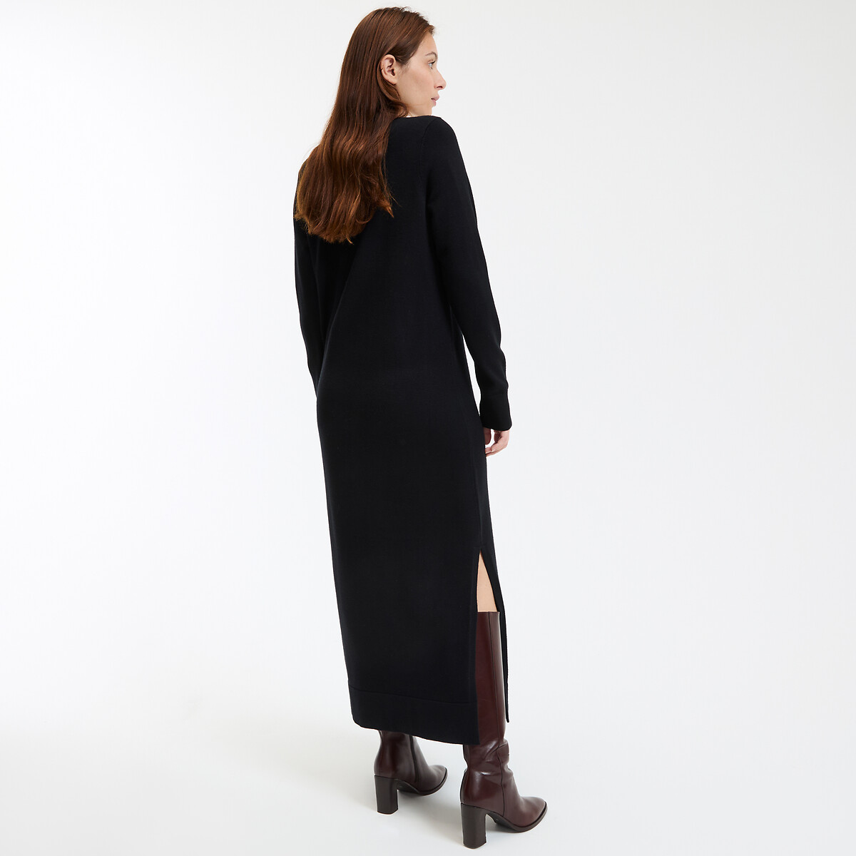 COLEÇÕES LA REDOUTE<br>Vestido longo de malha, mangas compridas