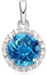 Blauwe Topaas hanger 14 karaat witgoud 18 Diamanten