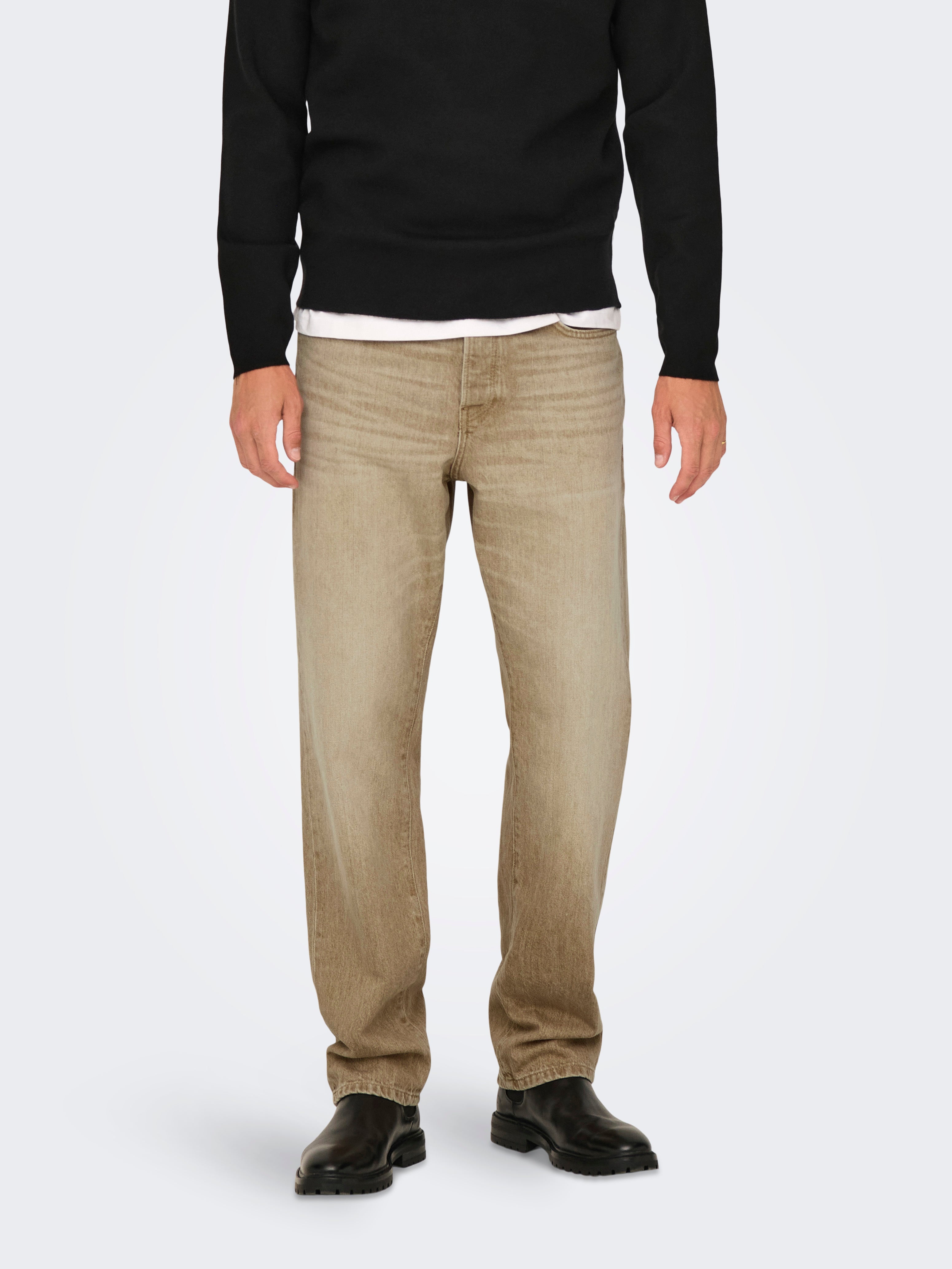 ONSEDGE Mittlere Taille Gerade geschnitten Jeans Beige