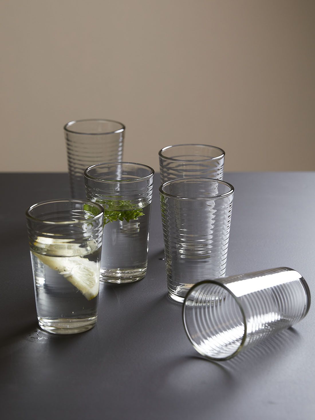 Vannglass 6pk rilllet 10,5 cm