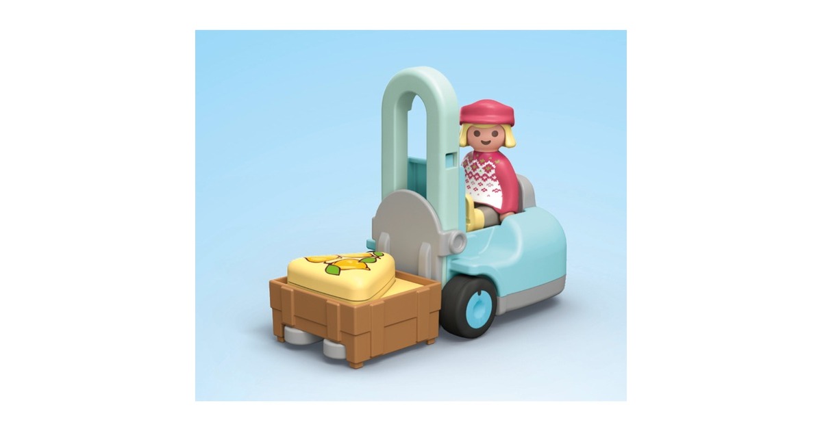 PLAYMOBILJunior - Biologische marktkraam & vorkheftruck Constructiespeelgoed  (71691)