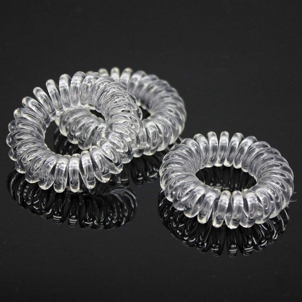 (10er Set) Ø4cm Elastische Haarspiralen Haarband ohne Metall - Transparent