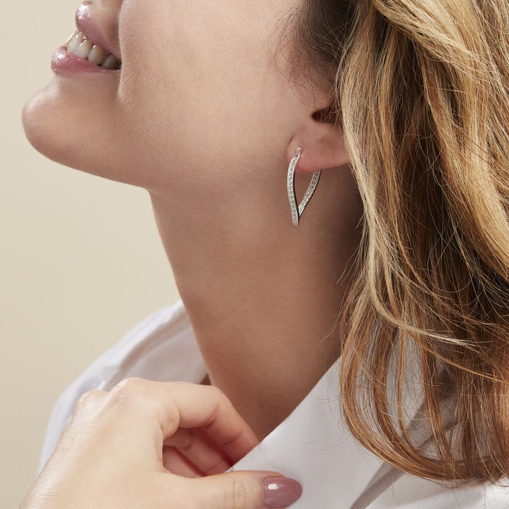 Créoles Desya Argent Blanc Oxyde De Zirconium