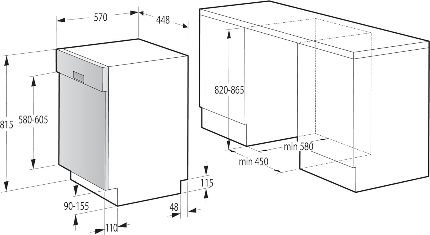 Gorenje GI 561D 10 S Integrierbarer Geschirrspüler / 45cm / 5 Programme/ Vollständiger Überlaufschutz / 11 Maßgedecke / Automatische Türöffnung / Multifunktionaler Unterkorb, Einbau, Edelstahl, Silber