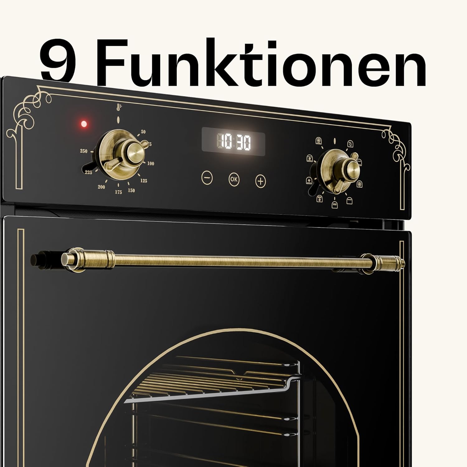 Klarstein Elizabeth Slim Einbaubackofen - 45 cm, 49 L, 9 Funktionen, Dampfreinigung, Digitaler Timer, Schwarzes Glas, Energieklasse A, Backofen Einbaugerät