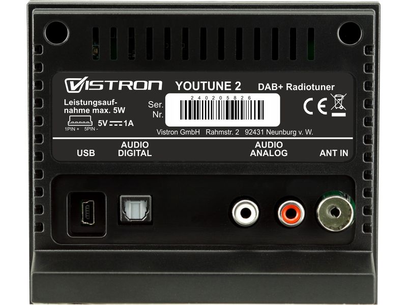 CE Radio-Tuner Youtune2 Schwarz Digitaler DAB  Radiotuner