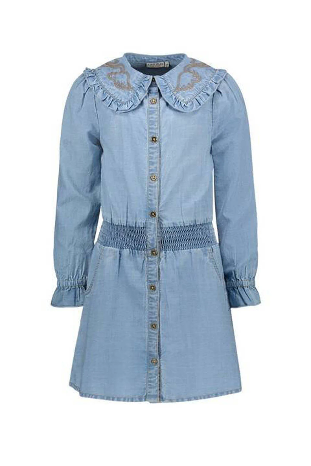 Like Flo spijkerjurk met ruches blauw