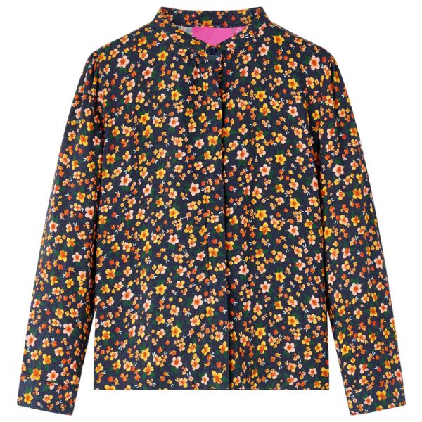 Camisa para Criança com Colarinho Mandarim Azul-marinho 140 - 3480353098