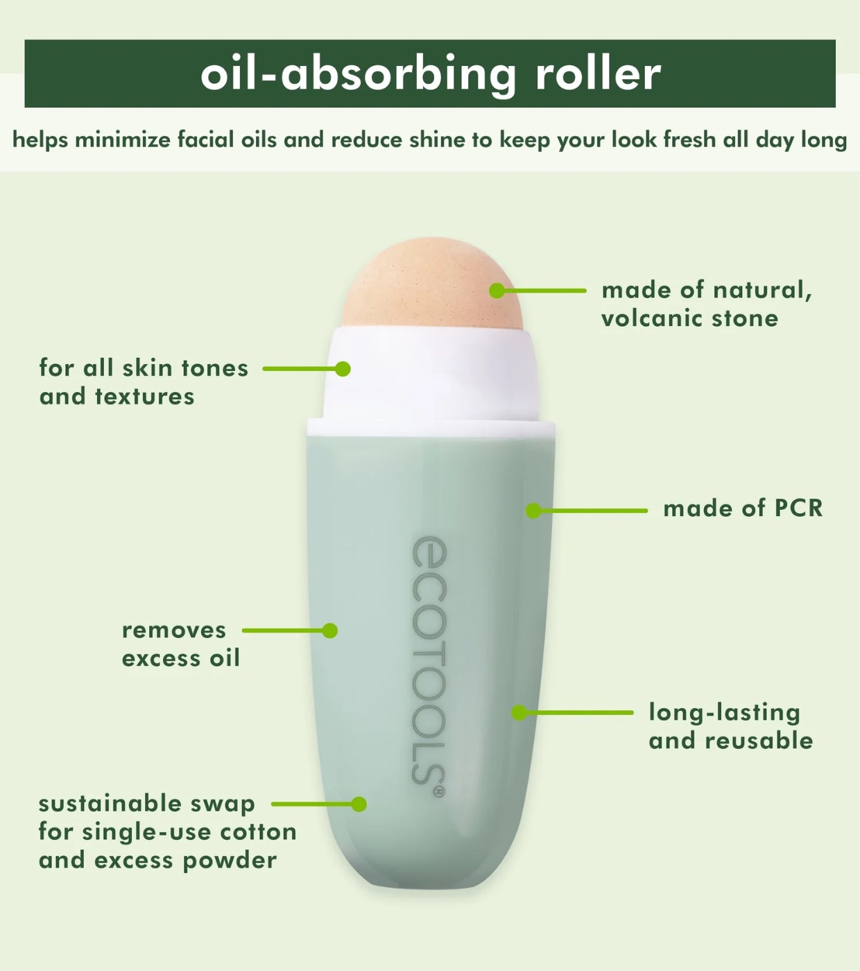 Ecotools - Rolo Facial Absorvente Resuable Mattifying Stone
