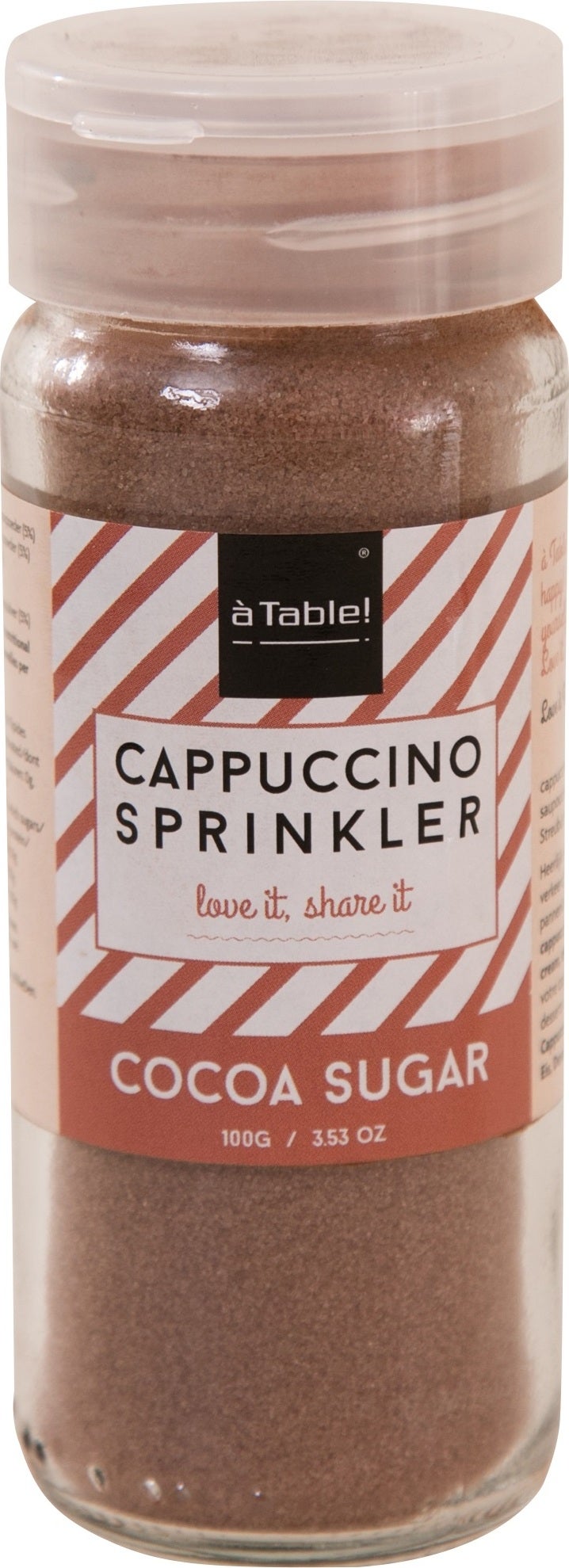 à Table! Cappuccino strooier suiker cacao
