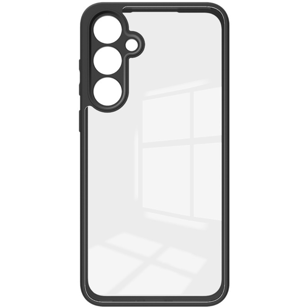 Samsung Galaxy A55 Hybrid Hardcase Hülle TPU Bumper   Kunststoff Rückseite mit Kameraschutz - Transparent / Schwarz