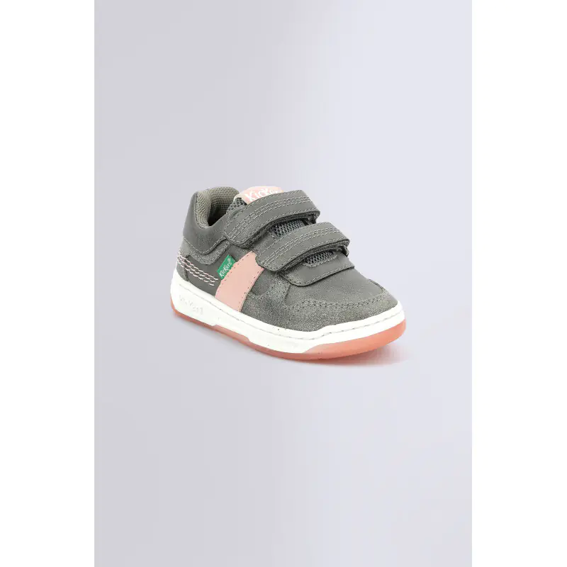 KALIDO GRIS ROSE ARGENT BASKETS BASSES Synthétique/Cuir Fille