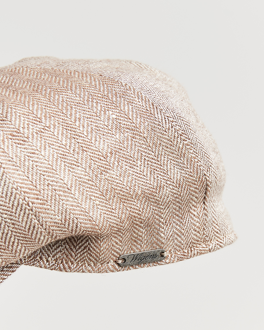 Wigéns Newsboy Classic Linen Herringbone Cap Brown