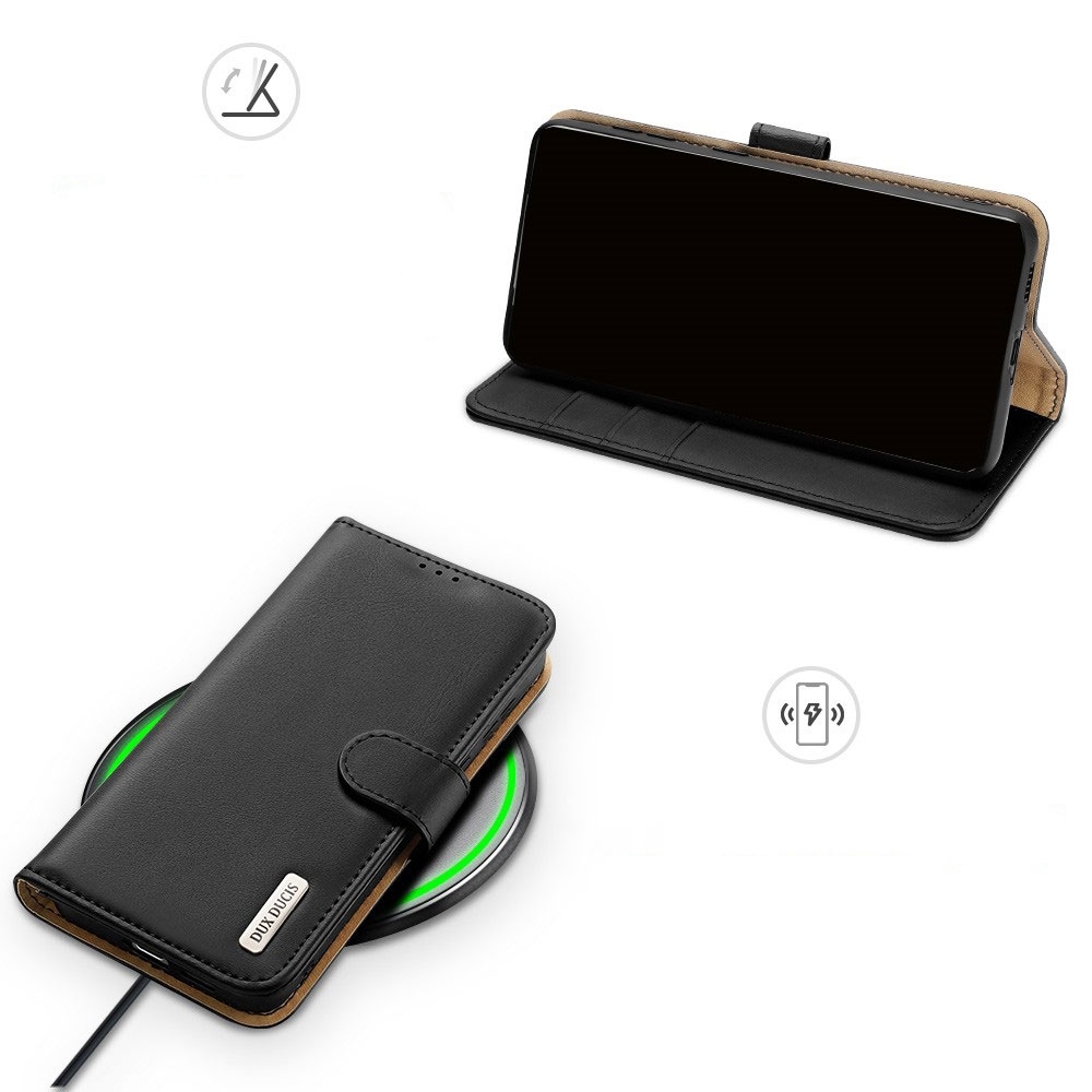 Samsung Galaxy S21 5G Flip Wallet Cover Echtleder Tasche (RFID Schutz) - Schwarz