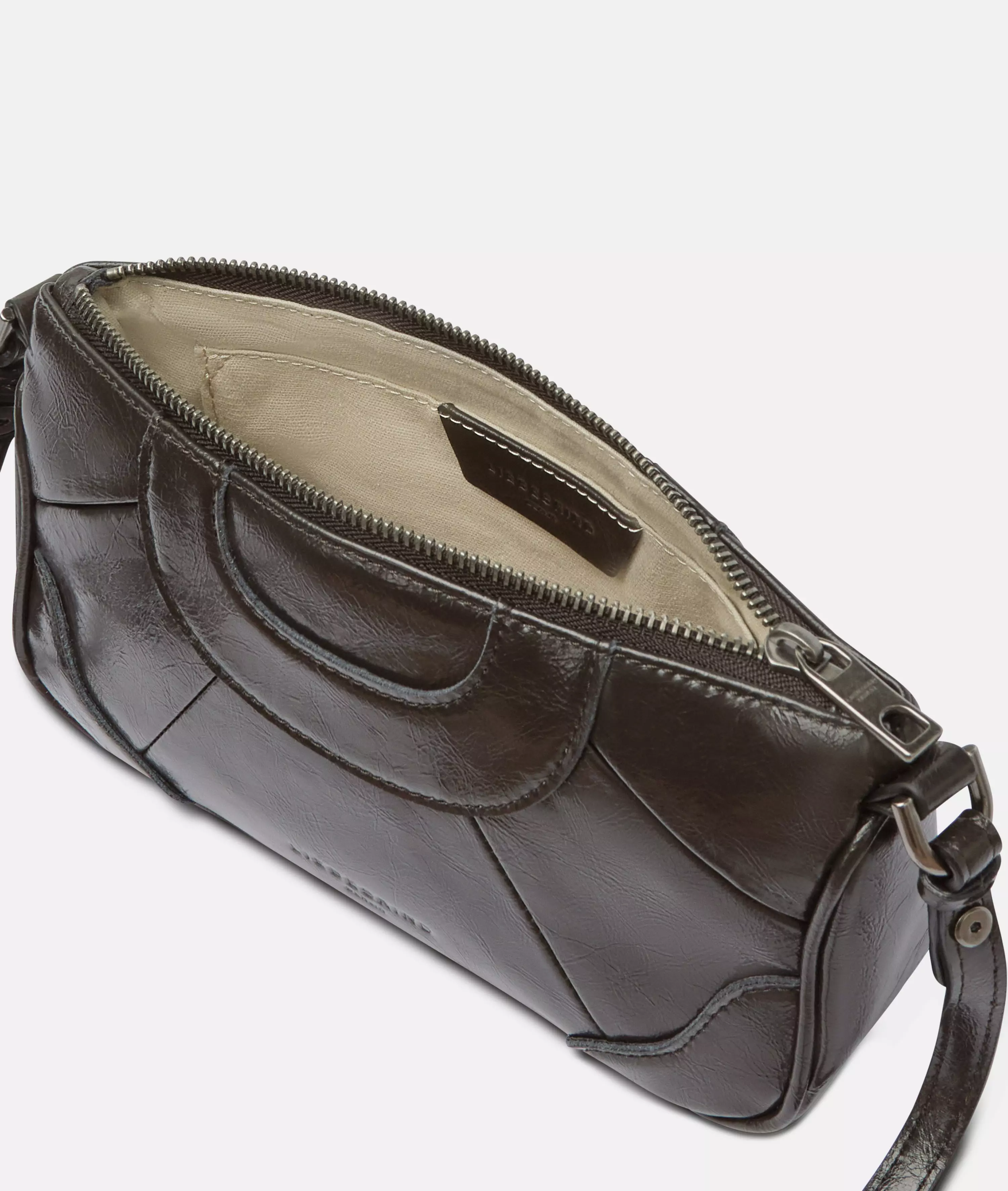 Crossbody Small shoulder bag made from recycled leather with a glossy finish