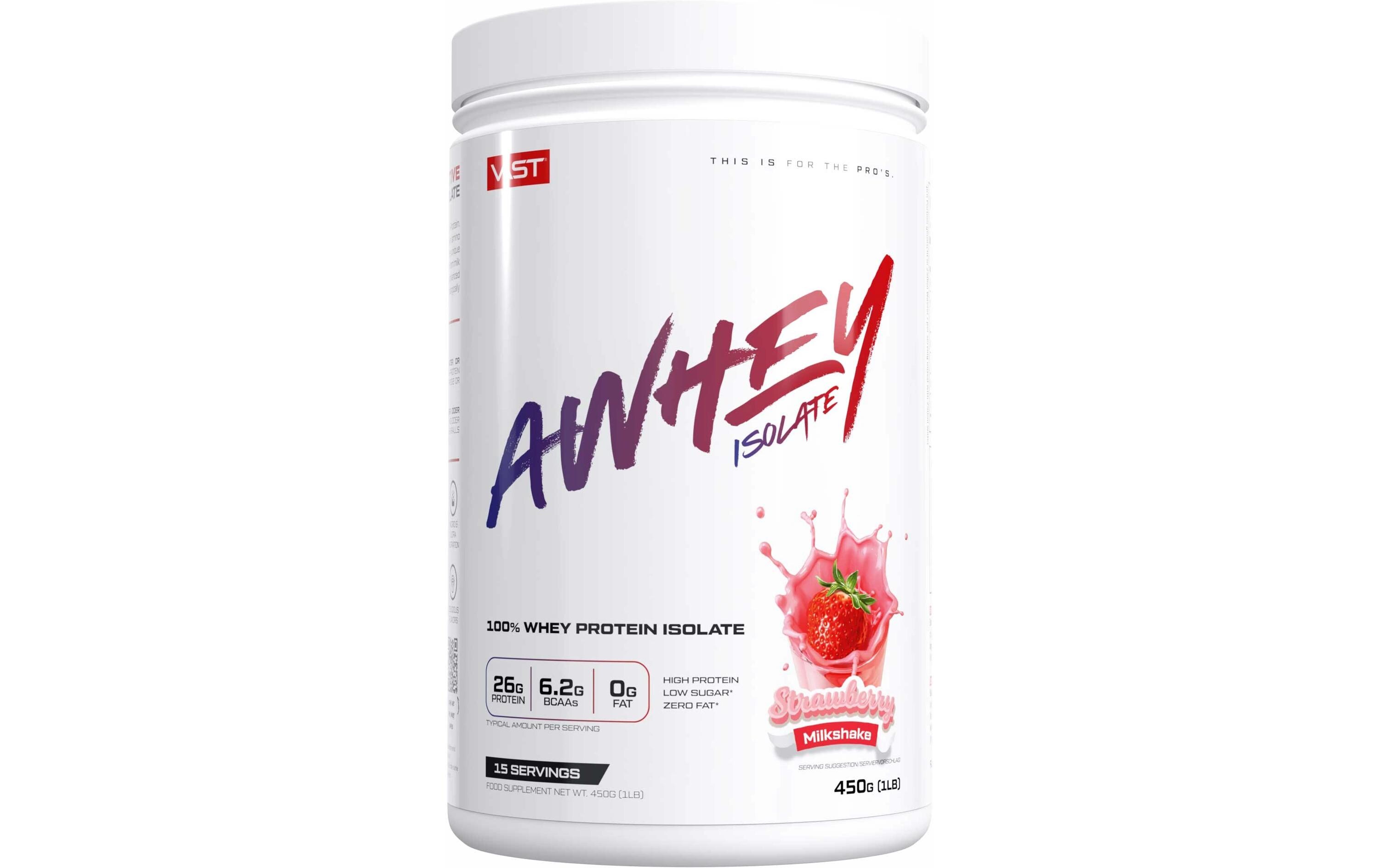 Pulver AWhey Isolate Dose: 450g, Strawberry MilkshakeProteingetränk