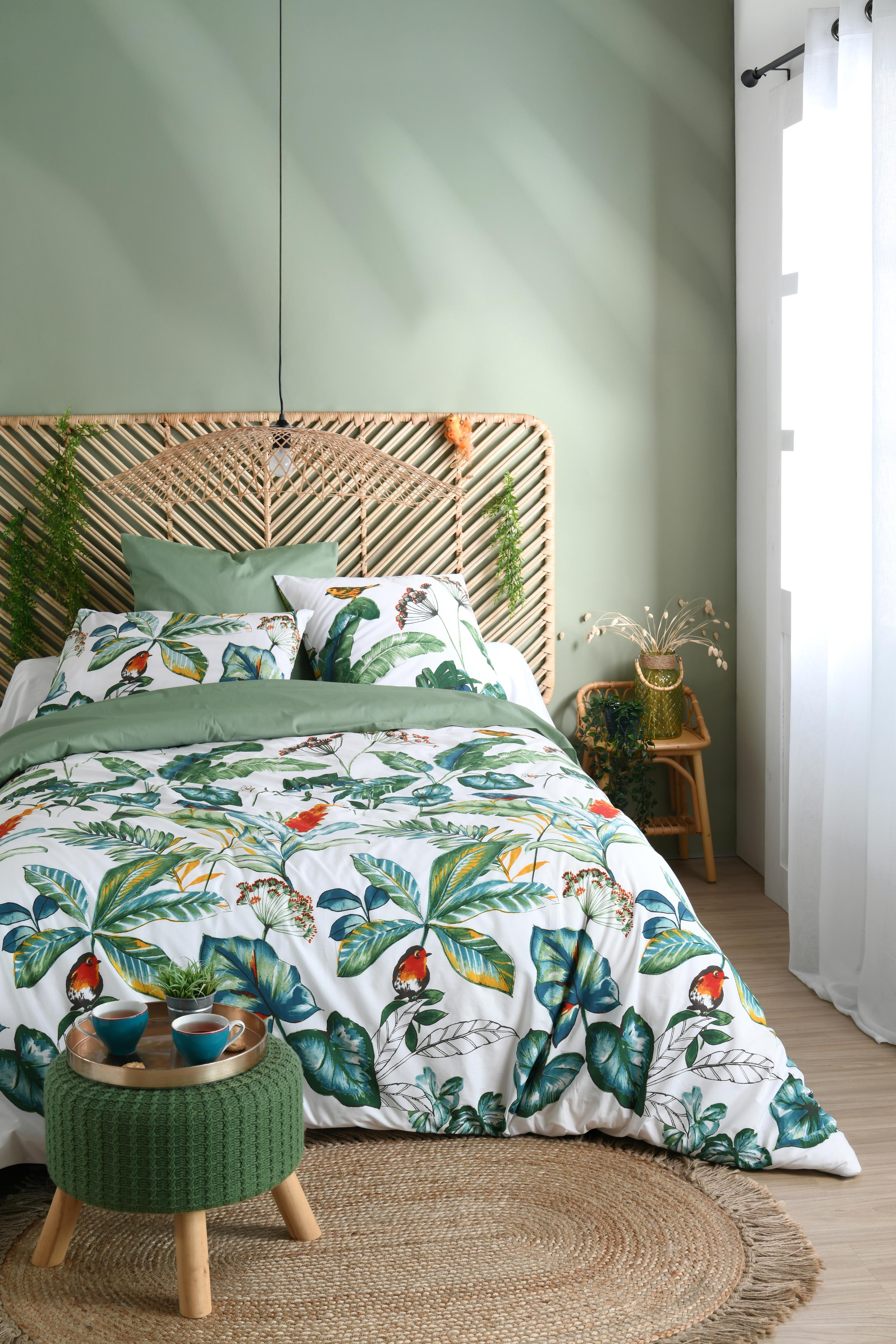 HOUSSE COUETTE 220X240CM PERCALE ARUPANA VERT