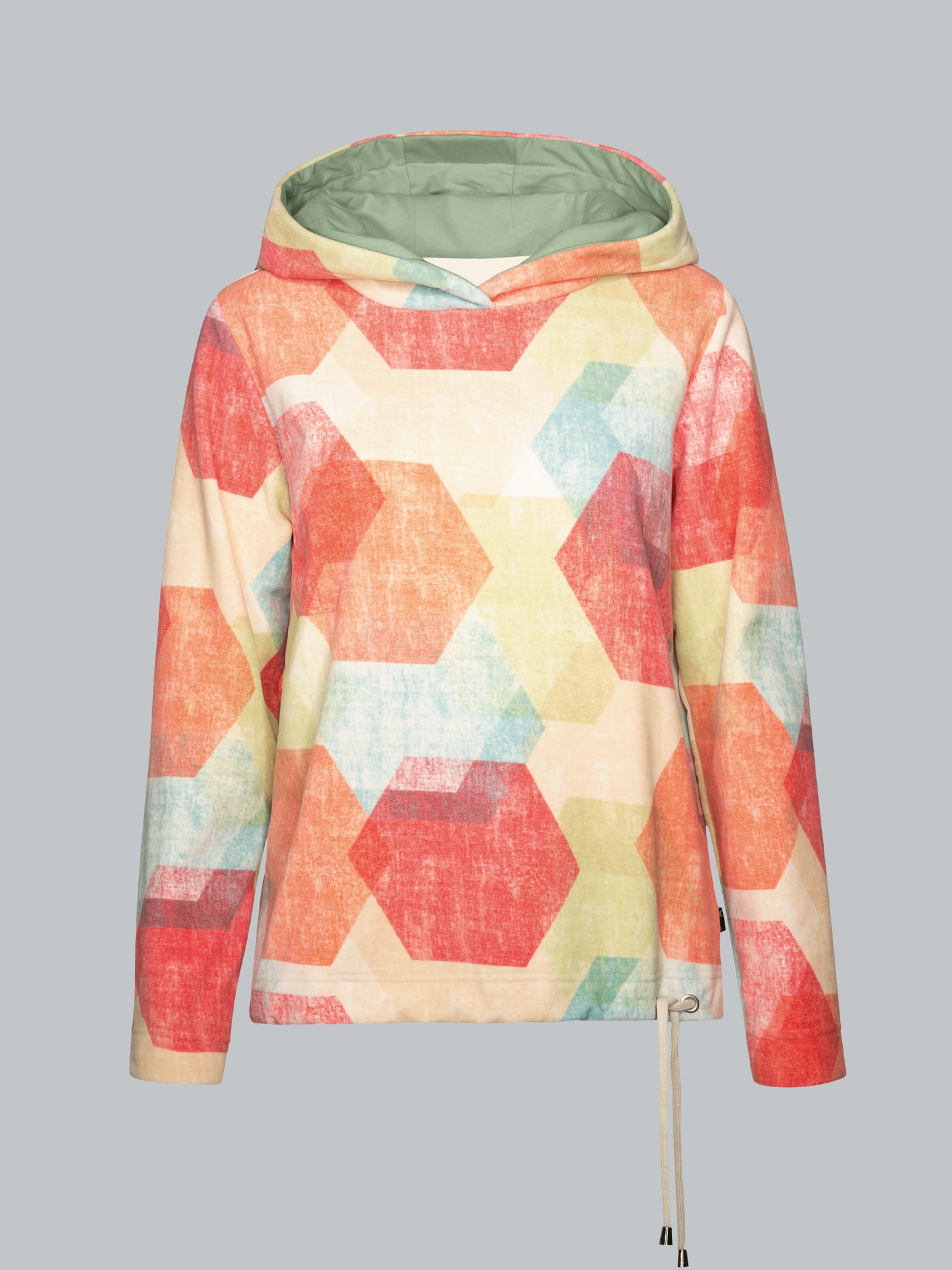 Fleece-Hoodie mit buntem Allover-Print Peach