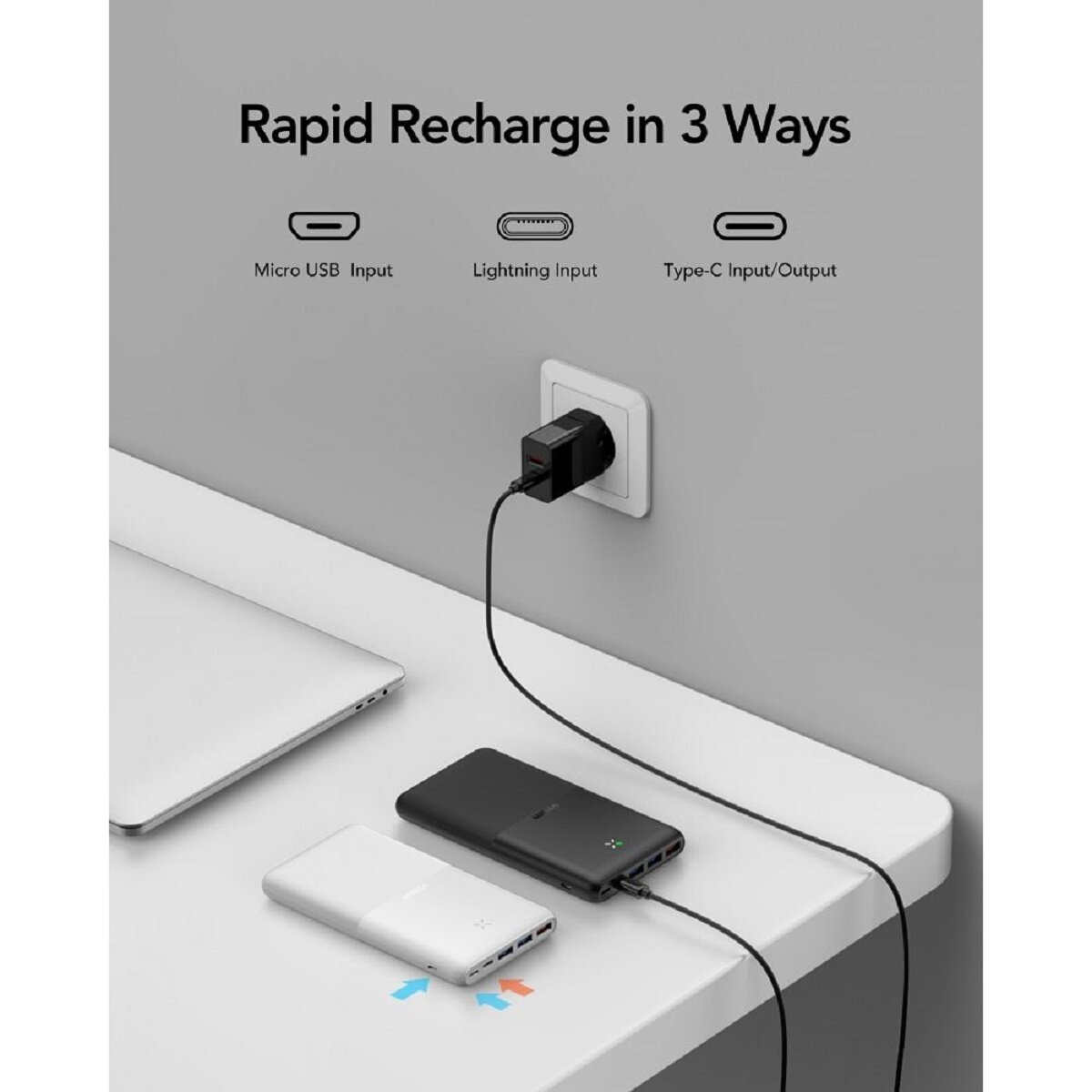 Power Bank S22 - 20 000mAh LCD Quick Charge PD 20W Micro-USB