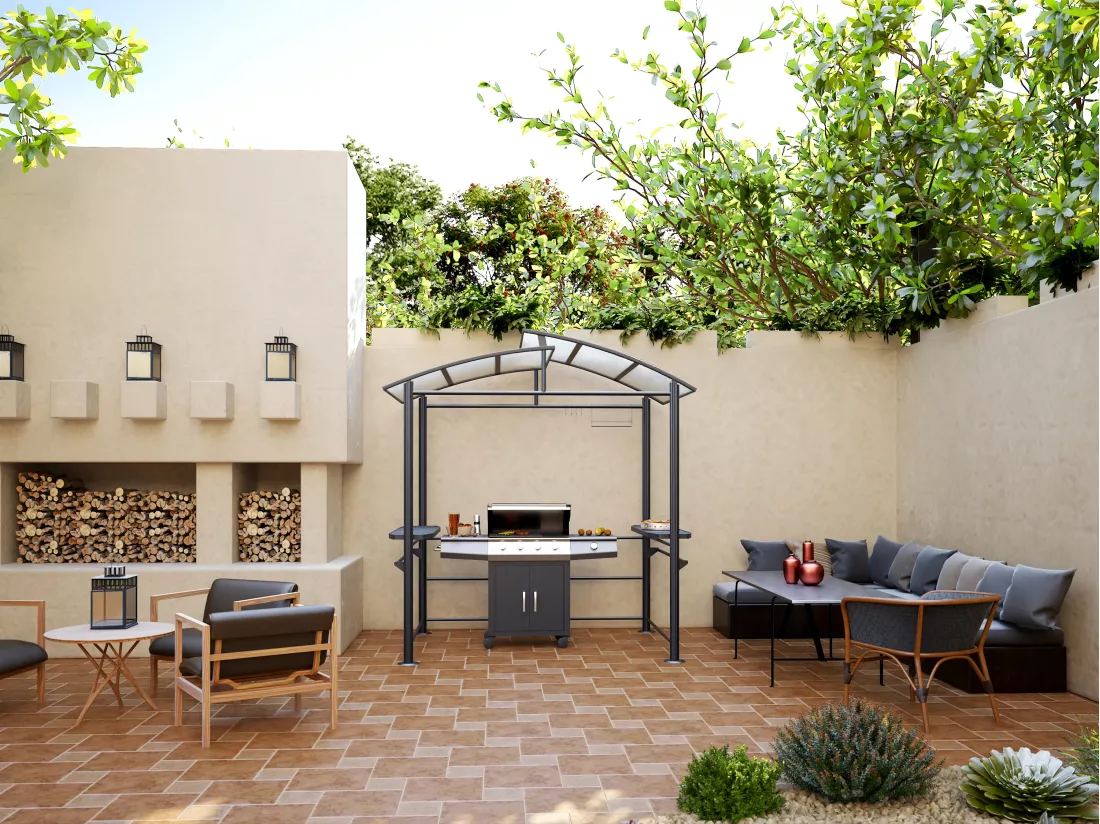 Abri pour barbecue en acier L240 x l150 x H230 cm - EMBERIO