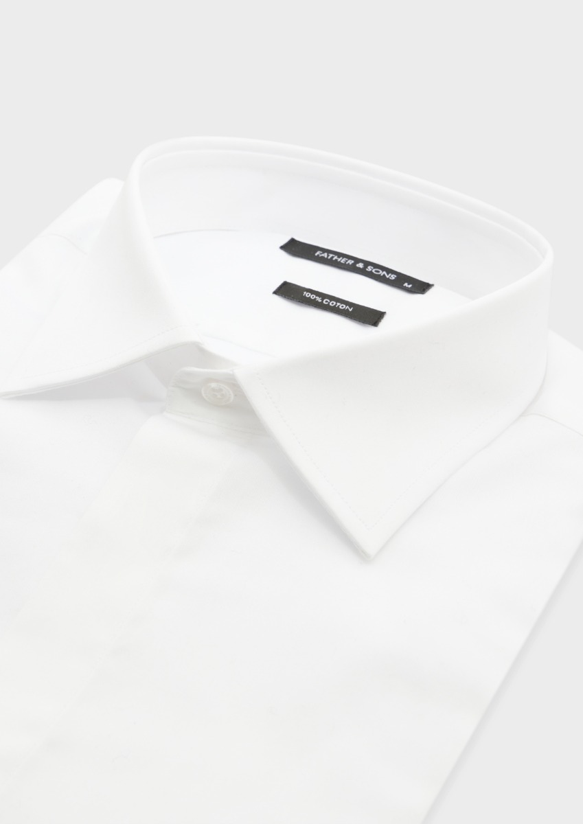 Chemise habillée Regular en satin de coton uni blanc