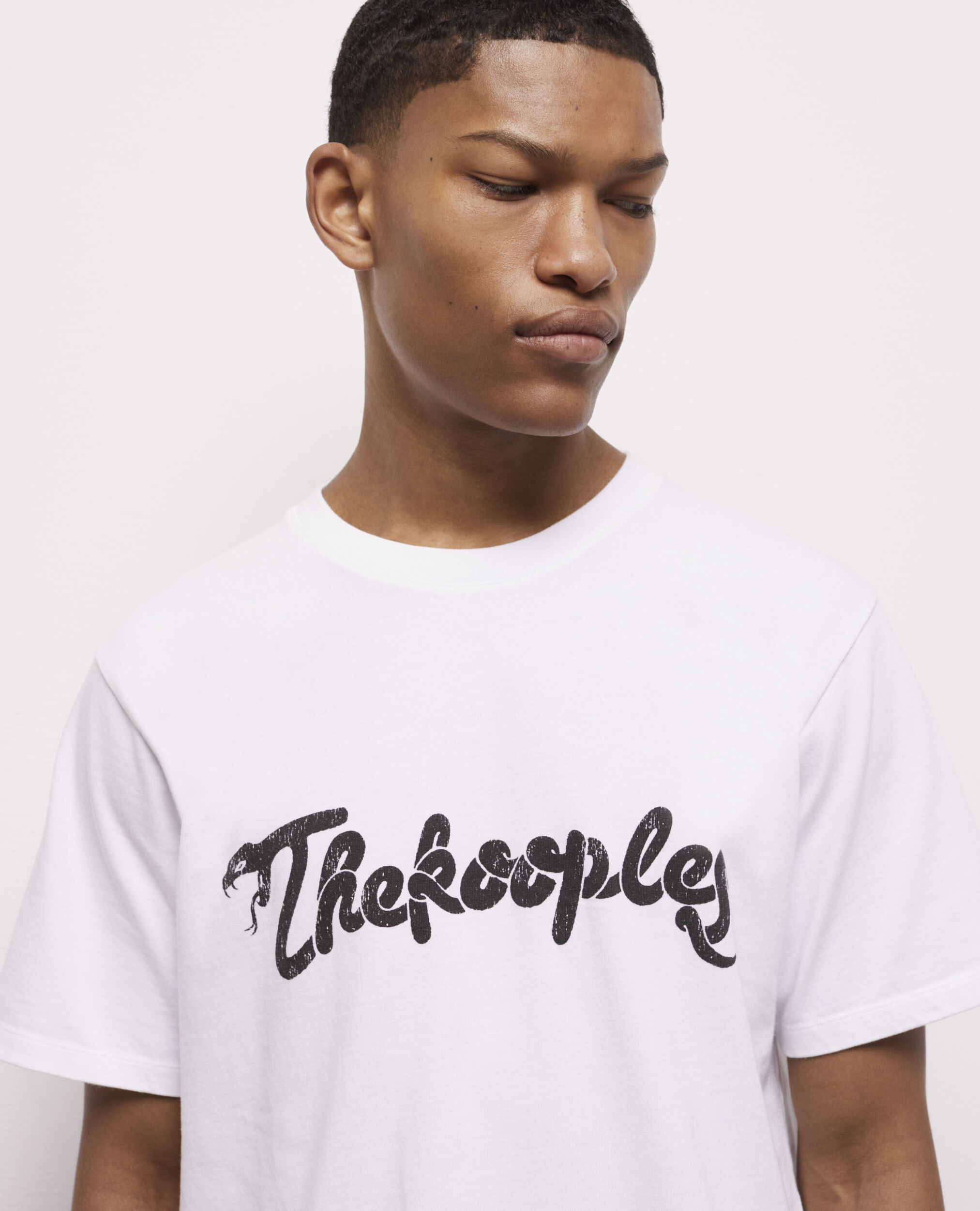 T-shirt blanc sérigraphié Snake logo