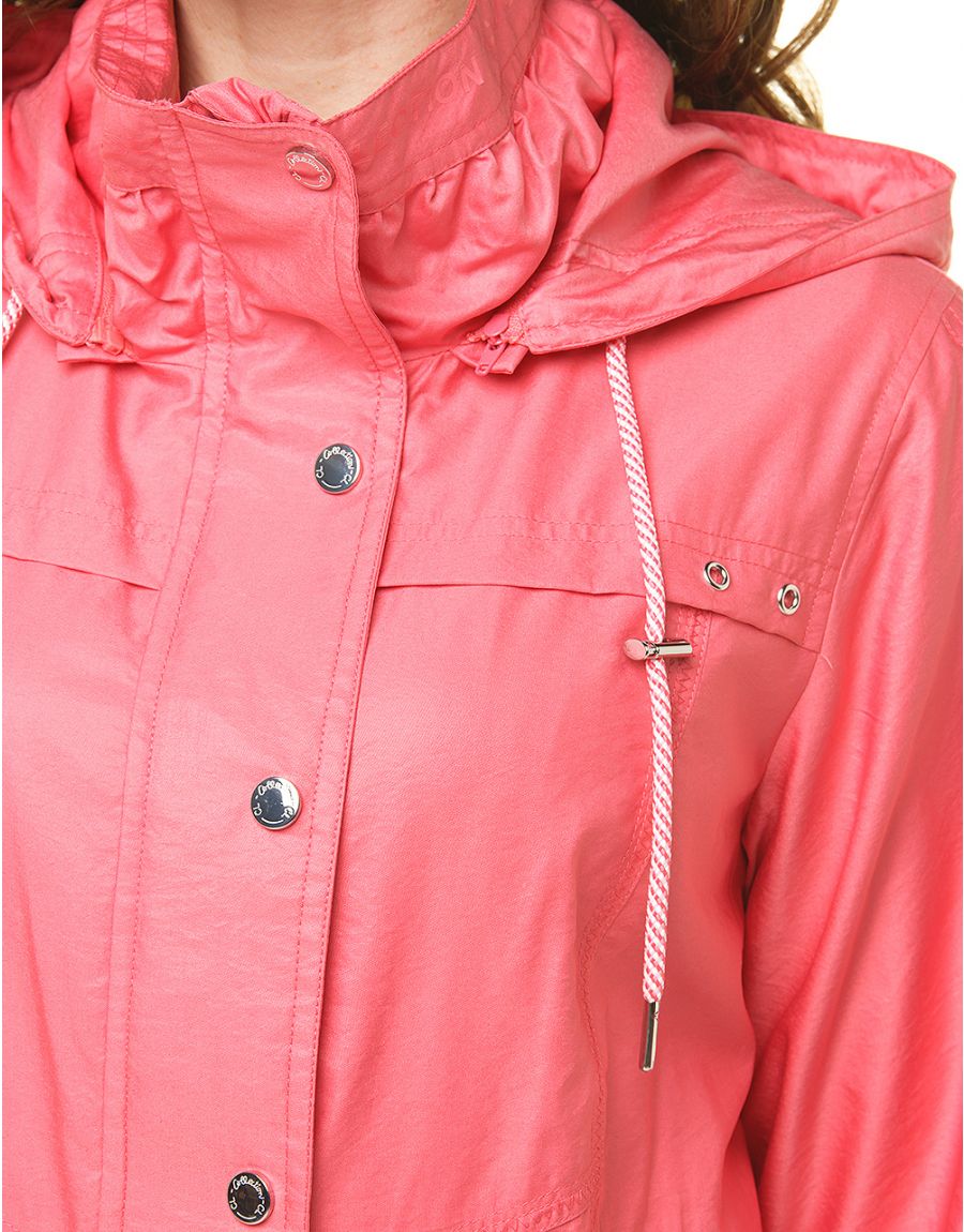 Parka courte rouge corail