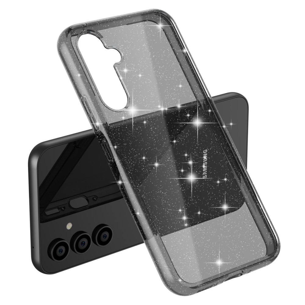 Samsung Galaxy A54 5G Hybrid Hardcase Schutzhülle im Glitzer Design - Schwarz / Transparent