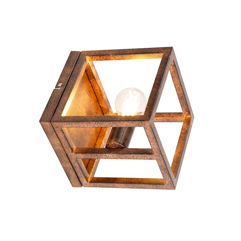 Industriële wandlamp roestbruin - Cage