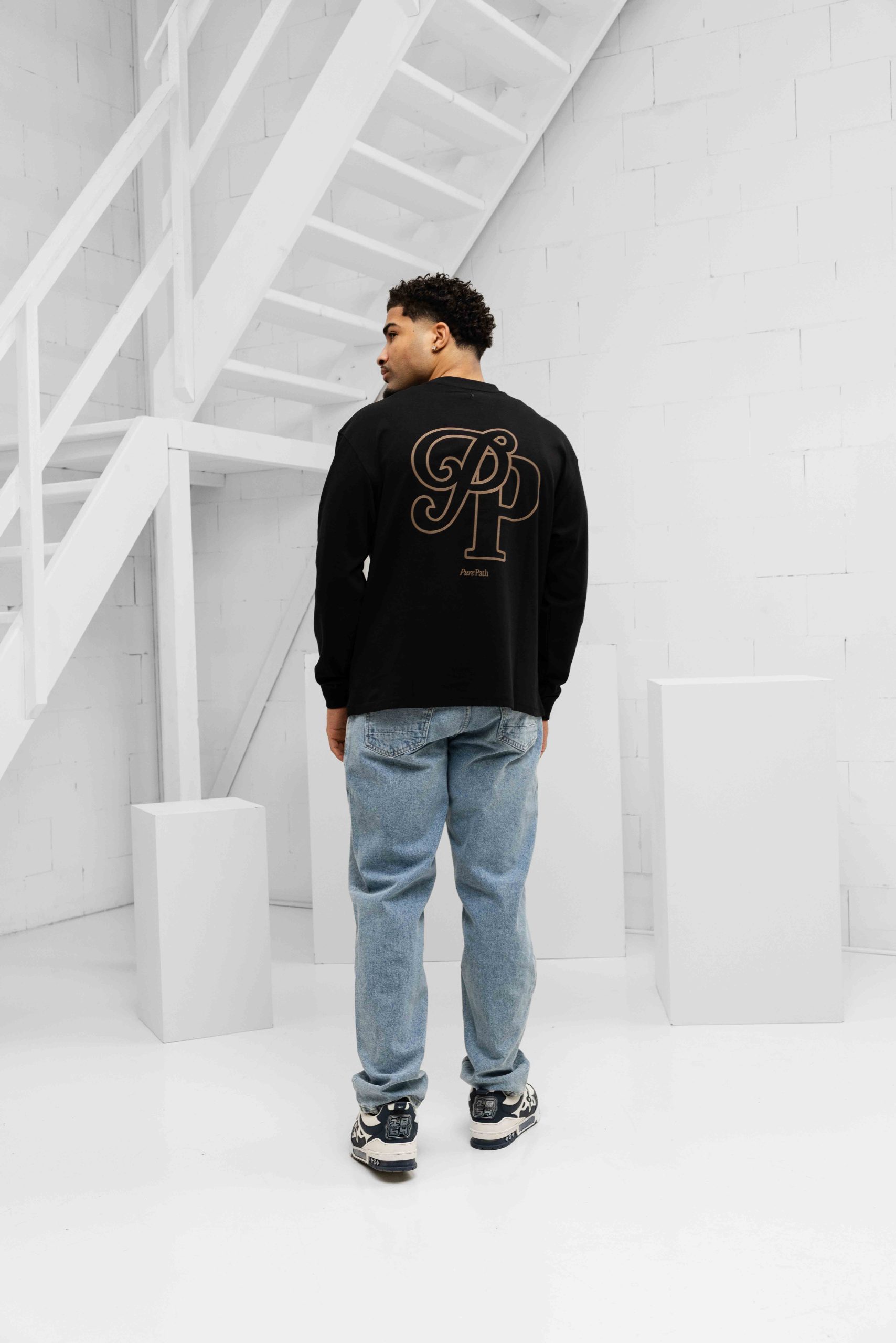 Pure Path Initials Longsleeve T-Shirt Heren Zwart