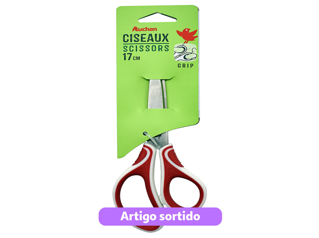 TESOURA SIMÉTRICA AUCHAN 17CM CORES SORTIDAS