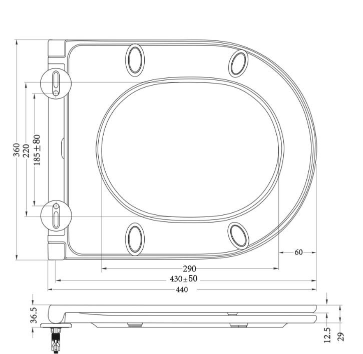 Mueller Flatline softclose toiletzitting met quick release mat zwart