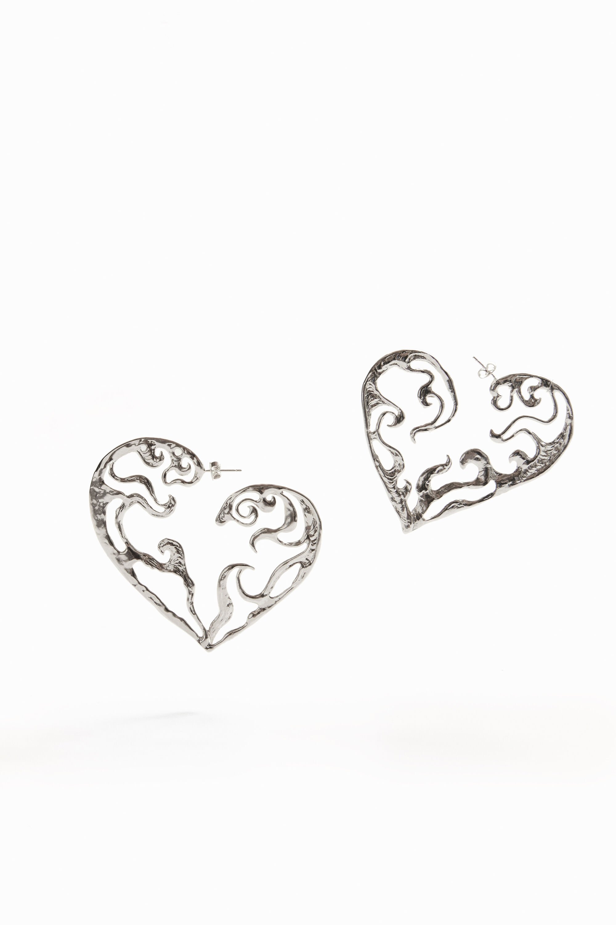 Boucles d'oreilles XL cœur plaquées argent Zalio