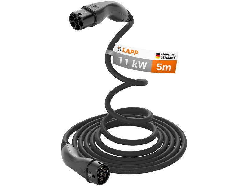 Lapp Ladekabel Helix für Elektroauto Typ 2, 11 kW, 5 m, Sch 3-phasiges Kabel zum Laden von Hybrid- und Elektroautos mit Typ-2-Anschluss