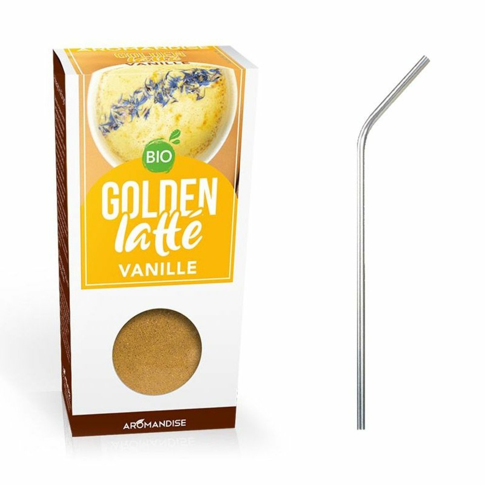 Latte au curcuma & vanille 60 g + 4 pailles en inox