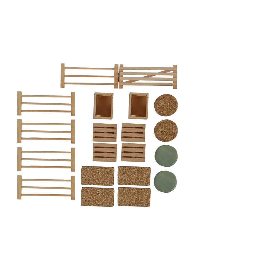 Kids Globe Farming Farming Zubehör Set, für Bauernhof mit Zäunen + Heuballen Braun Braun
