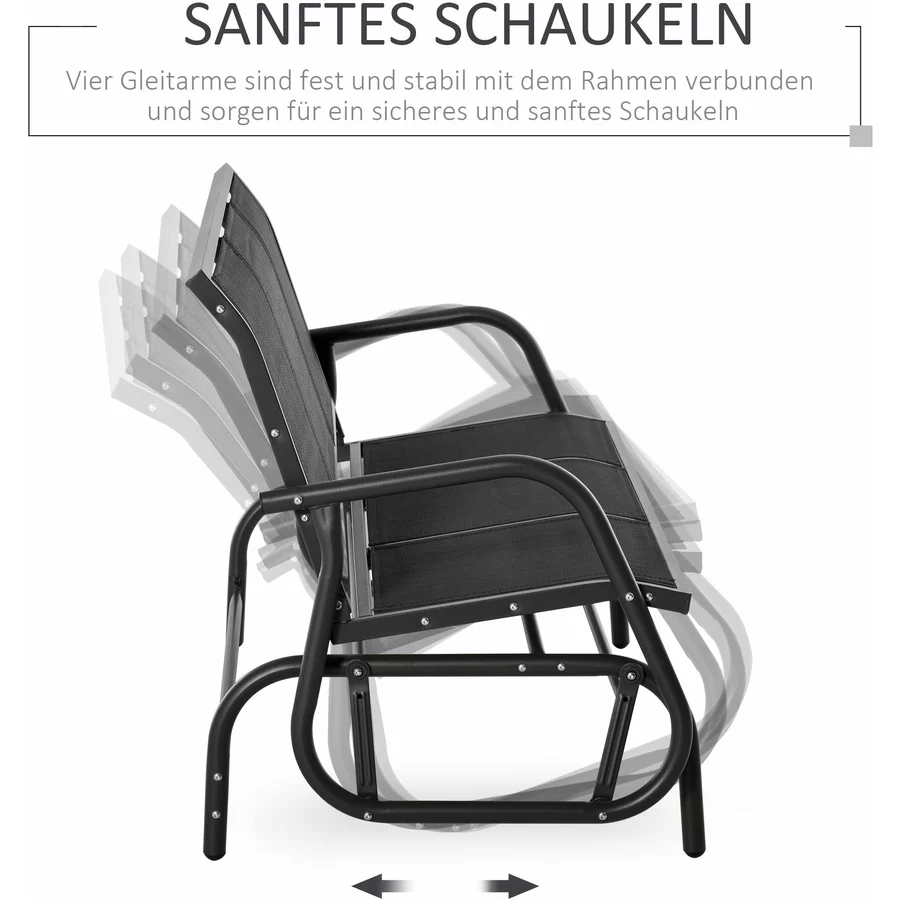 Outsunny Schaukelbank 3-Sitzer schwarz